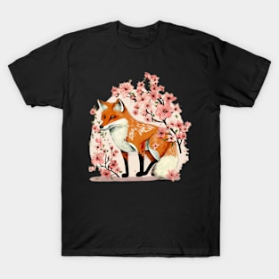 Sakura Flower Fox T-Shirt